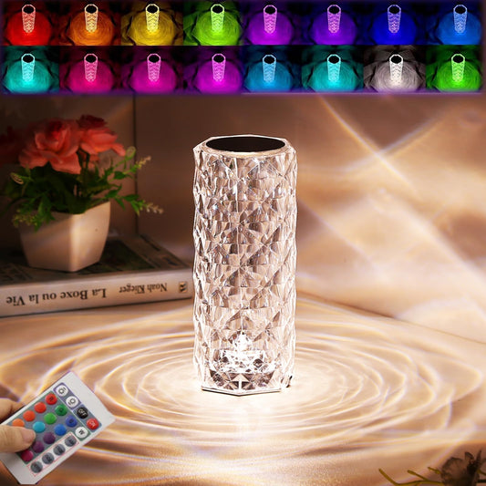 Crystal Rose Diamond Lamp – 16 Colors+Lamp with Remote & USB Charging